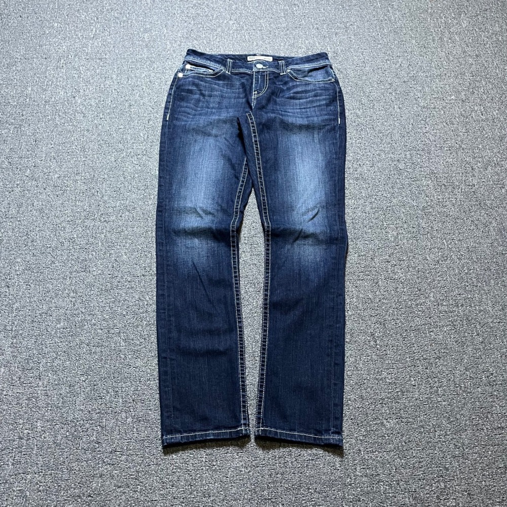 BKE Harper Skinny Stretch Jeans Size 27 Dark Wash Contrast Stitch Y2K Low Rise